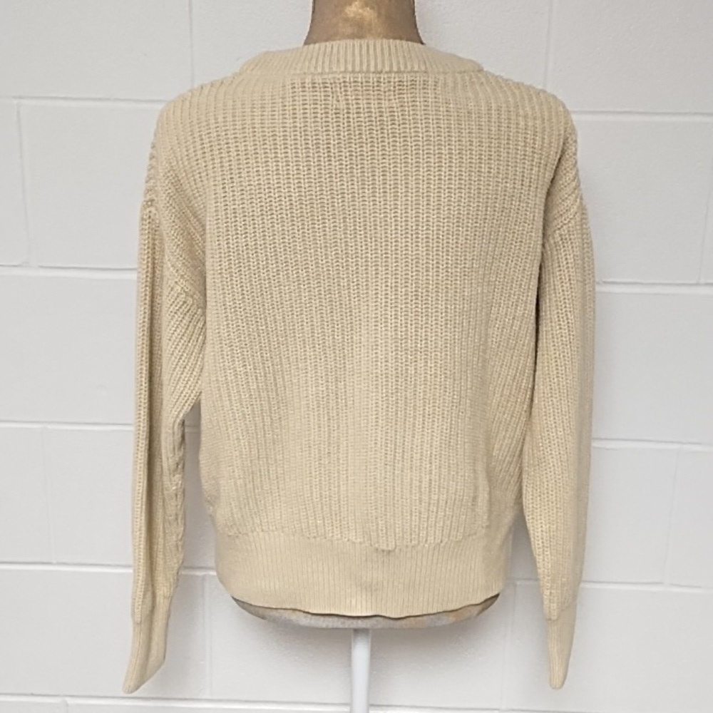 Yellow Pastels Natural 100% Cotton Crewneck Knit Sweater Oversized Small - Picture 2 of 9